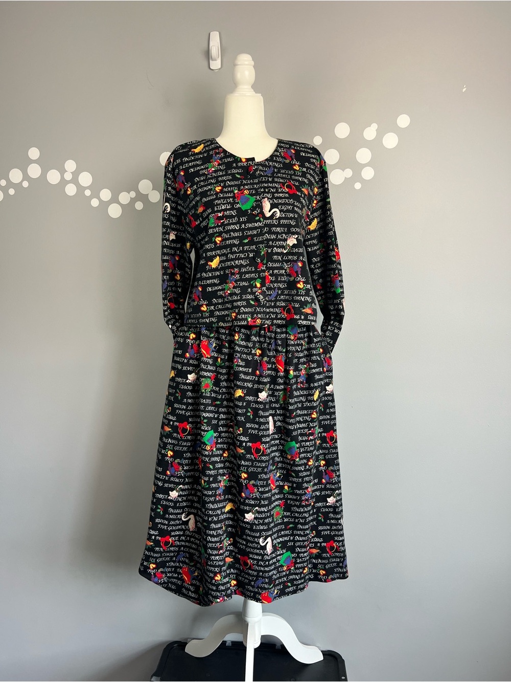 Vintage Eagle's Eye 12 Days of Christmas Skirt Set Pop Art Novelty Cotton Size L